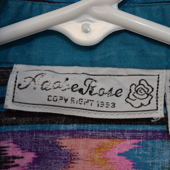 Adobe Rose Colorful Aztec/Tribal Print Western Button-Up Shirt – Size 5 - Picture 5 of 6